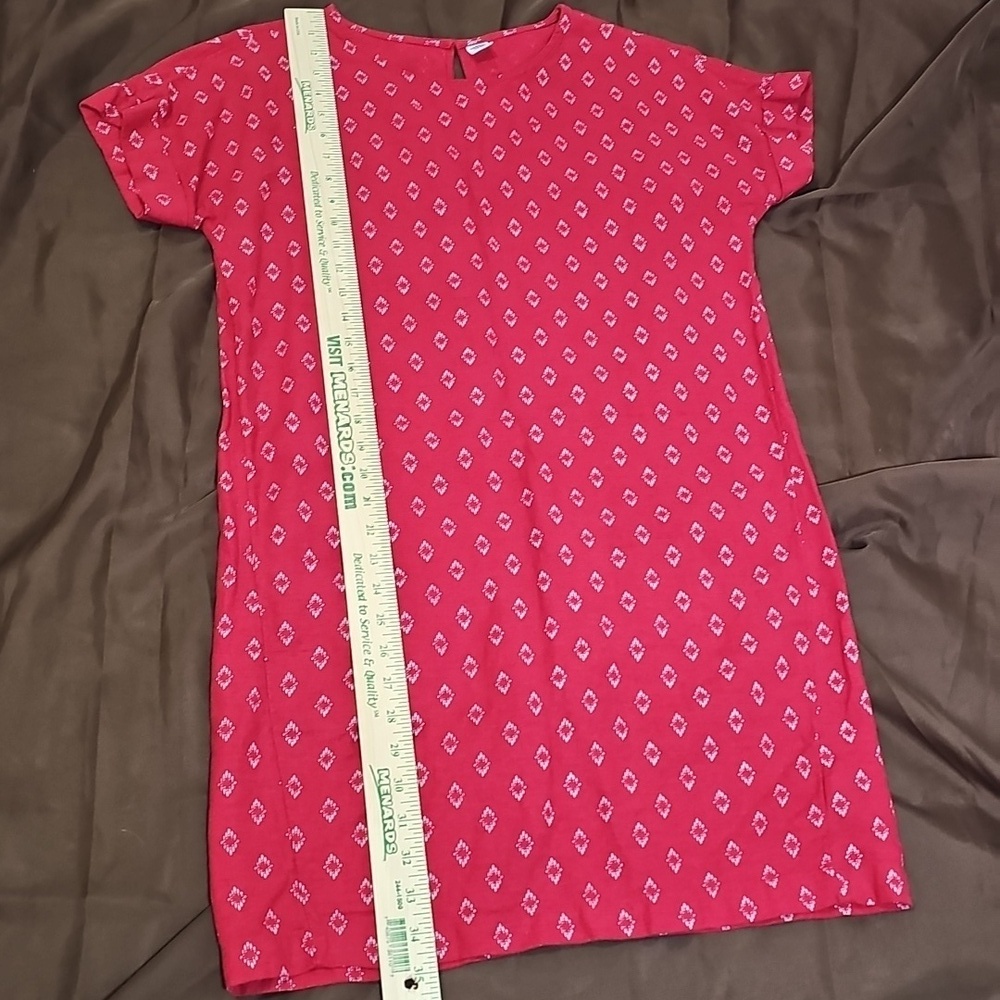 Old Navy Printed Linen-Blend Red White Short Sleeve Shift Dress Size M - Picture 5 of 6